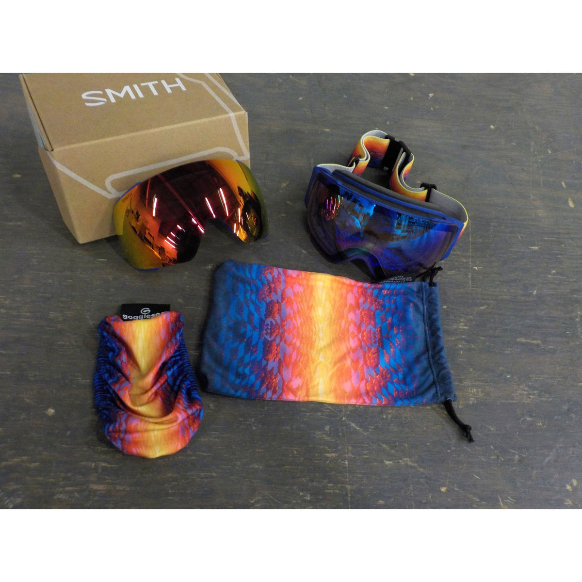 Smith Optics I/O MAG Goggles - Artist Series Justin Lovato; CP Sun Red Mir + CP Storm Blu - Used - Acceptable