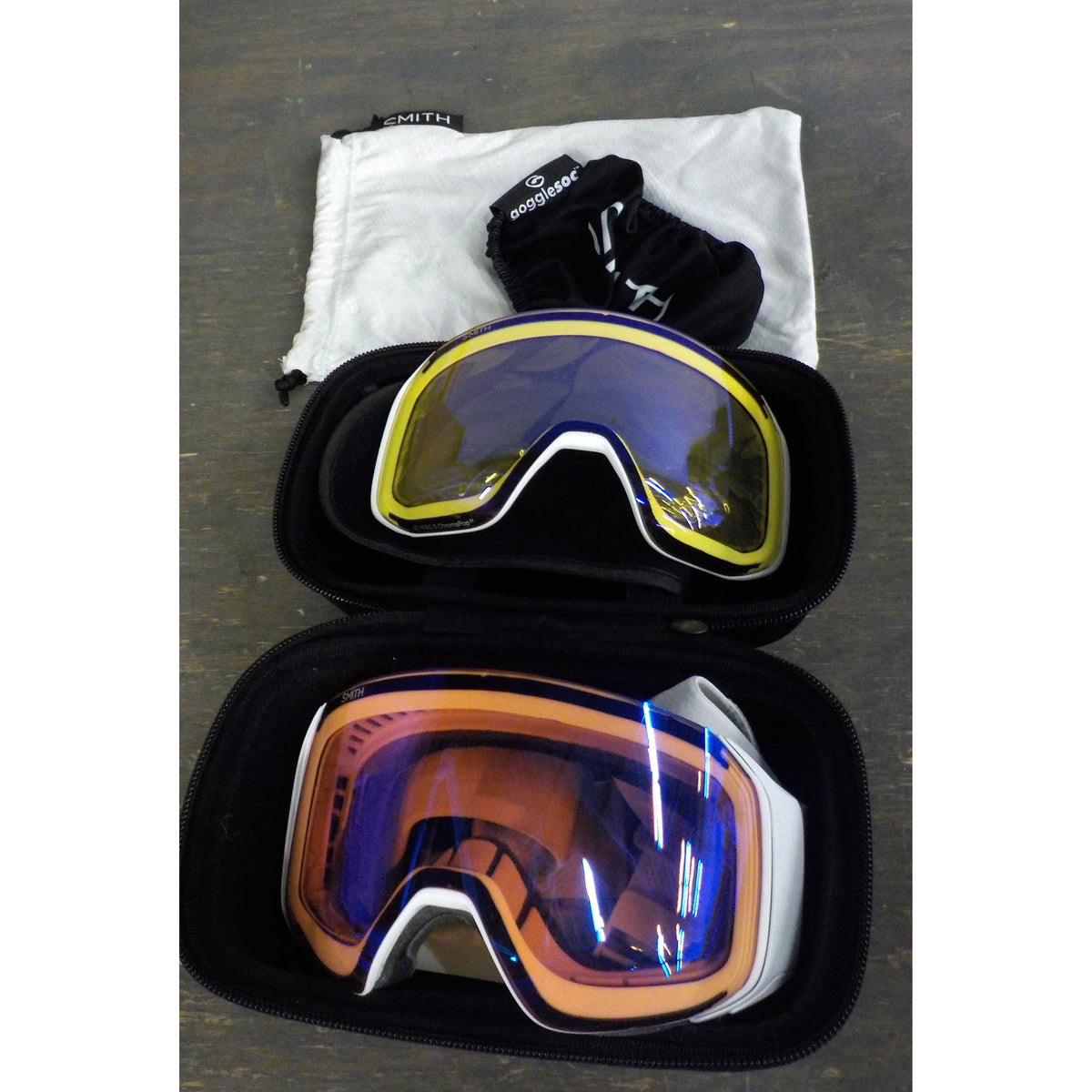 smith white goggles Smith Optics 4D MAG S Goggles - White Vapor; CP PhotoC Rose Flash + CP