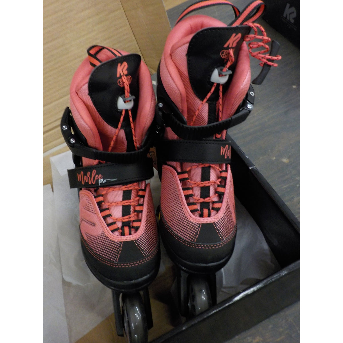 K2 Marlee Pro Kid&#39;s Inline Skates and Pads - Black/Coral - 1-5 - Used - Acceptable