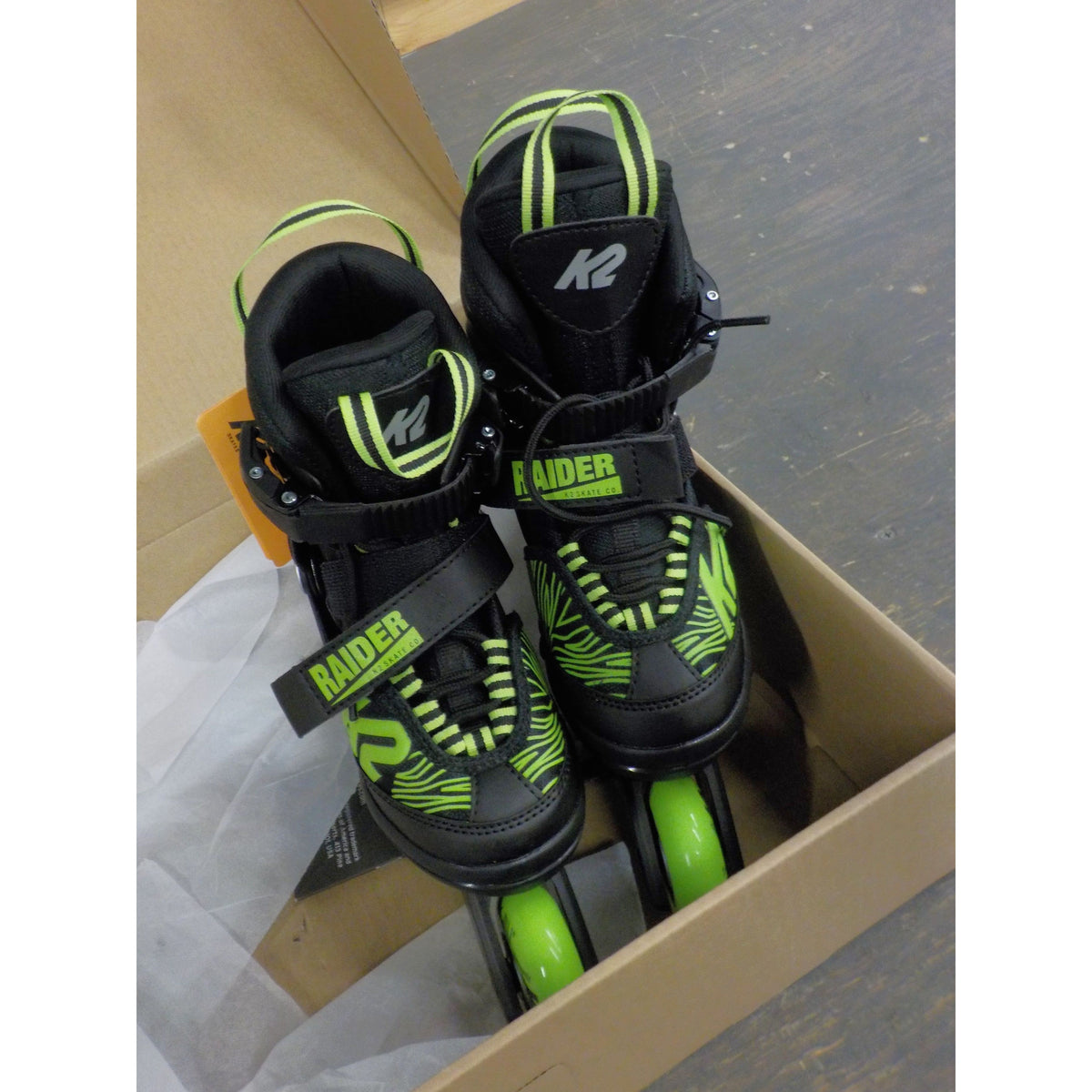 K2 Raider Kid&#39;s Inline Skates - Black/Lime - 11-2 - Used - Acceptable