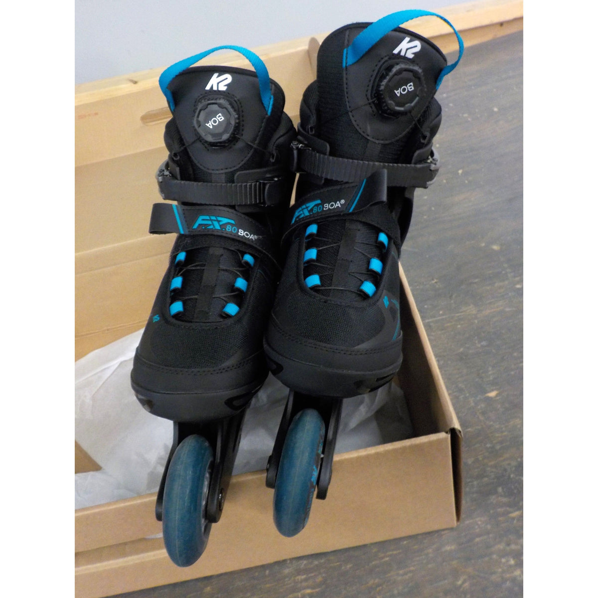 K2 Men&#39;s F.I.T. 80 BOA Skates - Black Blue - 8.5 - Used - Acceptable