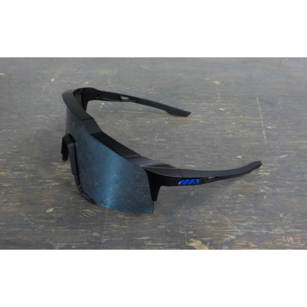 100% Speedcraft Sunglasses - Matte Black; HiPER Blue Multilayer Mirror - Used - Acceptable