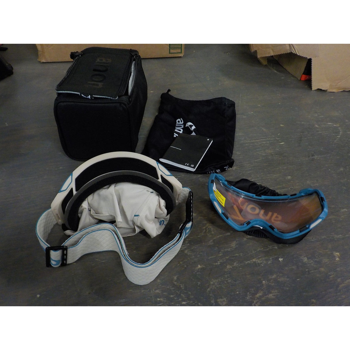 Anon M4S Goggles (Toric) + Bonus Lens + MFI Face Mask - Oat; Perceive Vari Blue + Prcve Cloudy Pink - Used - Acceptable
