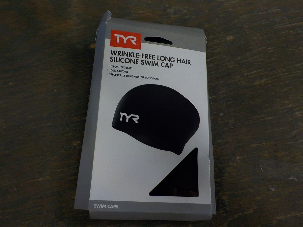 TYR Sport Long Hair Silicone Swim Cap - Black - Used - Acceptable