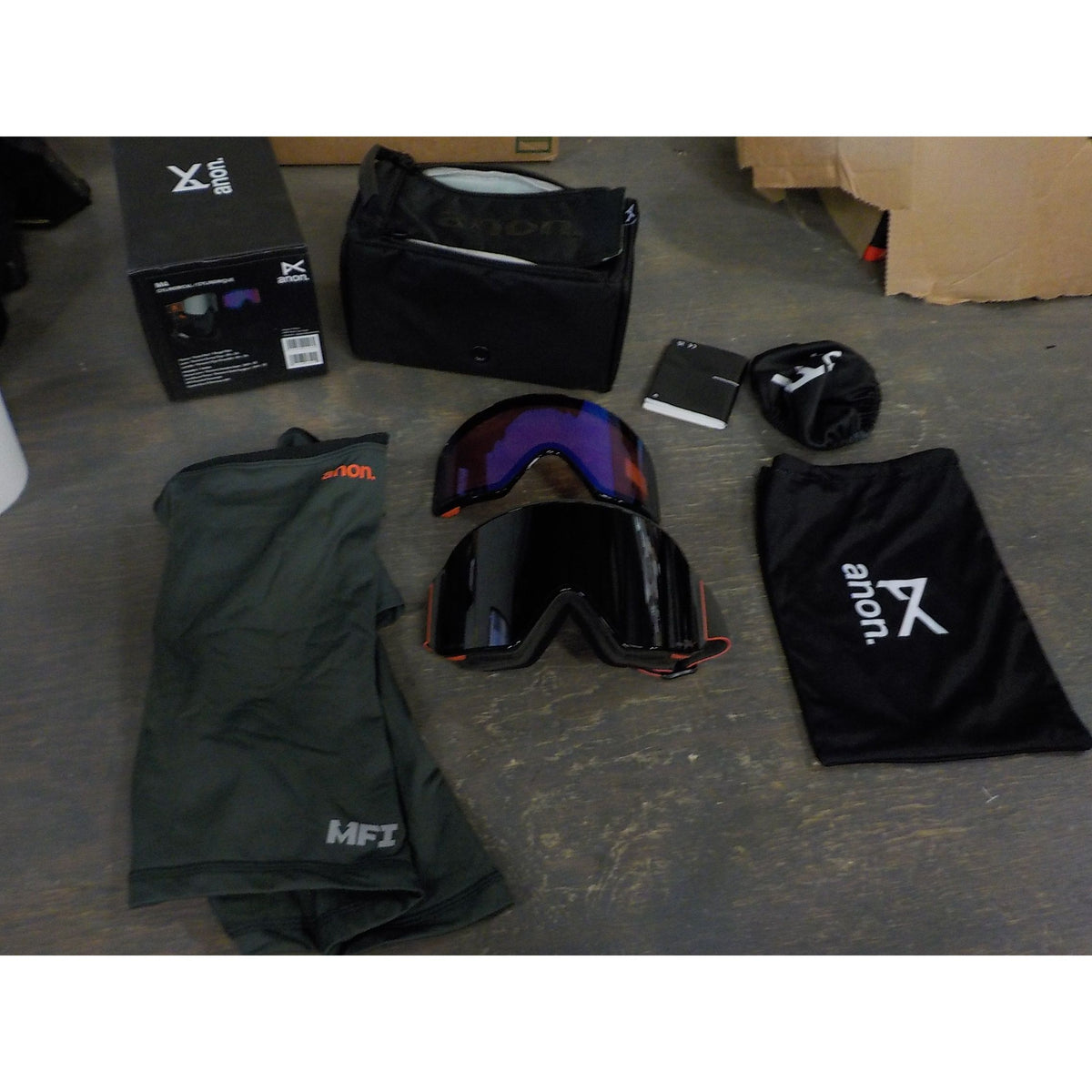 Anon M4 Goggles (Cylindrical) + Bonus Lens + MFI Face Mask - Fsta Rd; Prcve Sun Onyx +Prcve Vari Vlt - Used - Acceptable