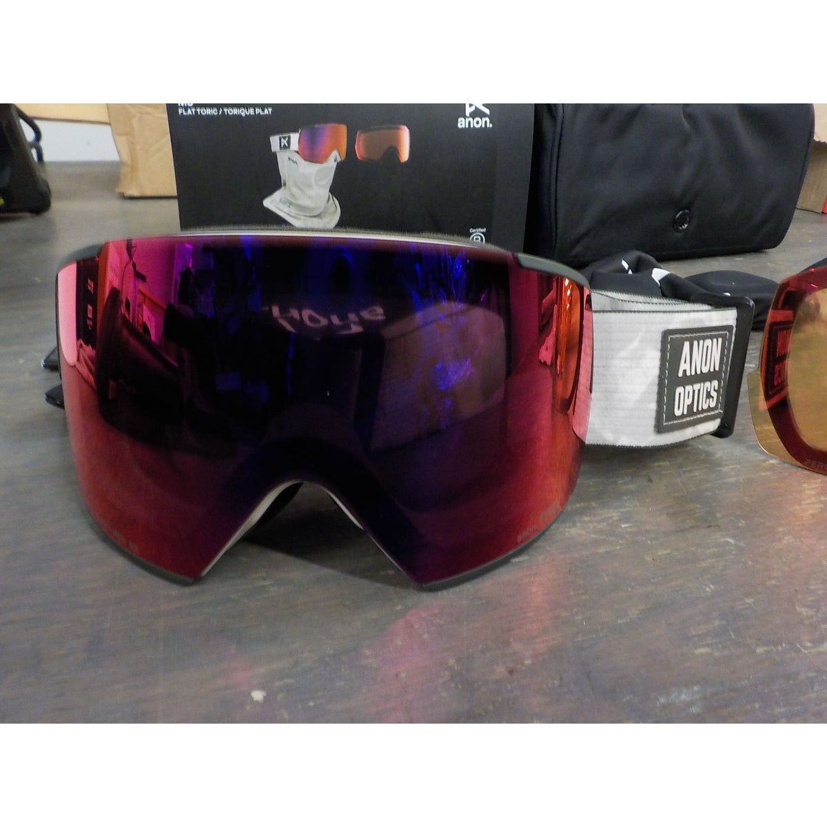 Anon M5 Goggles + Bonus Lens + MFI Face Mask - Sediment; Prcve Sunny Red + Prcve Cloudy Burst - Used - Acceptable