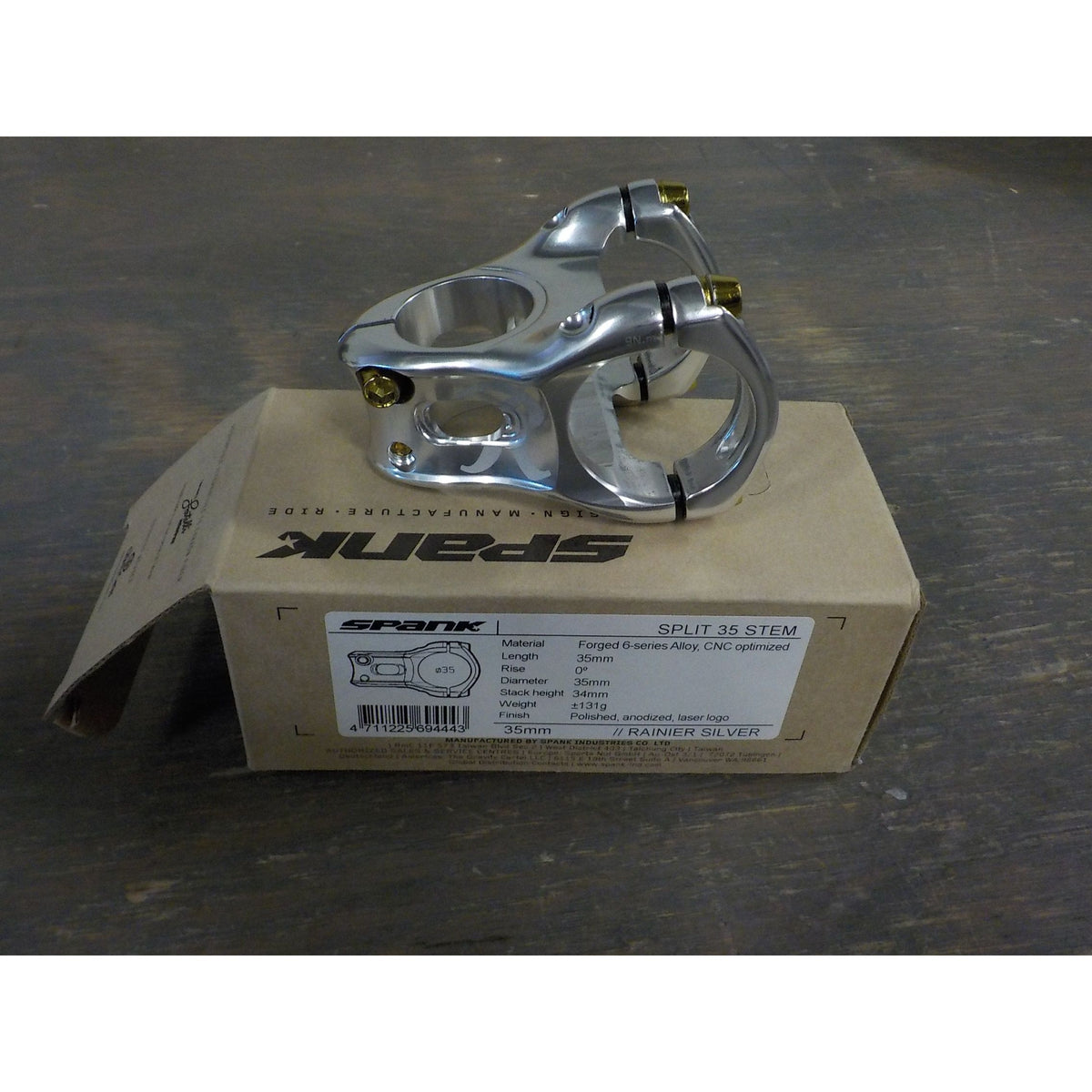 Spank X Rainier SPLIT 35 Stem 2025 Edition - Silver with Gold Cap - 35mm - Used - Acceptable