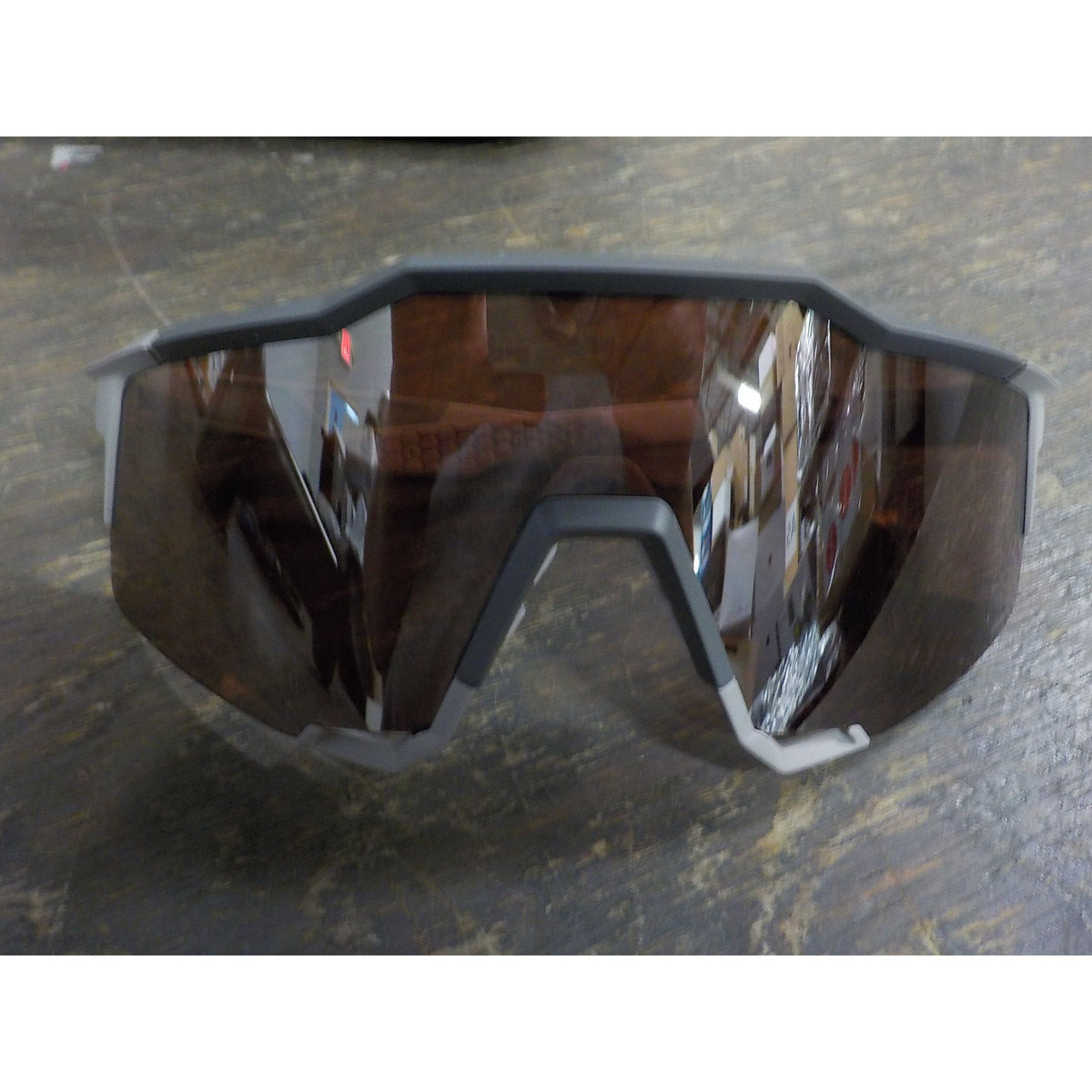 100% Speedcraft Sunglasses - Soft Tact Stone Grey; HiPER Crimson Silver Mirror - Used - Acceptable