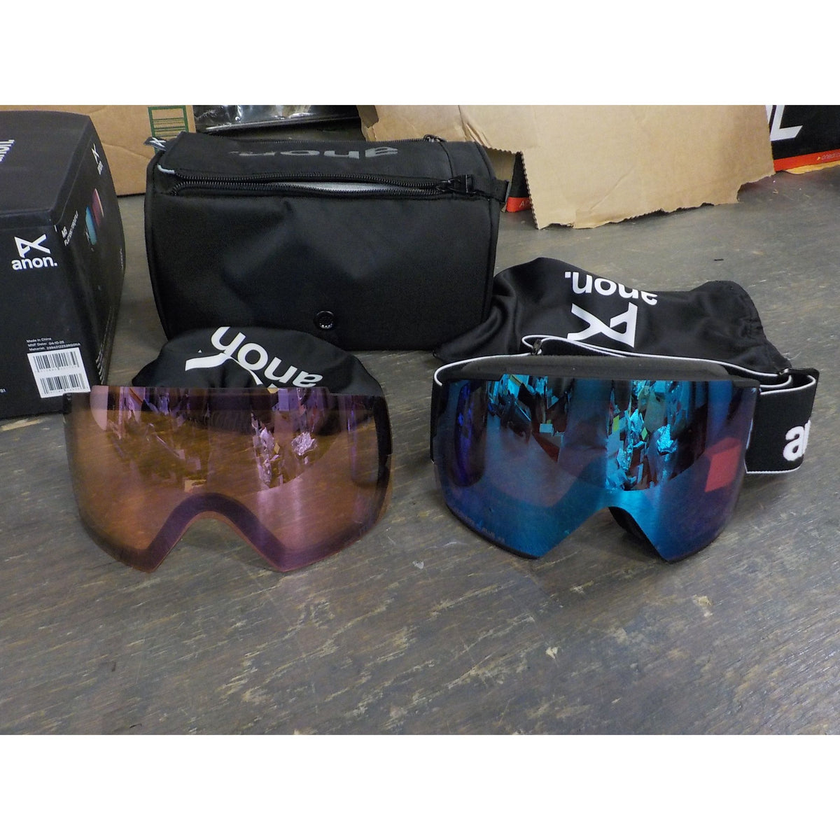 Anon M5 Goggles + Bonus Lens + MFI Face Mask - Black; Prcve Variable Blue + Prcve Cloudy Pink - Used - Acceptable