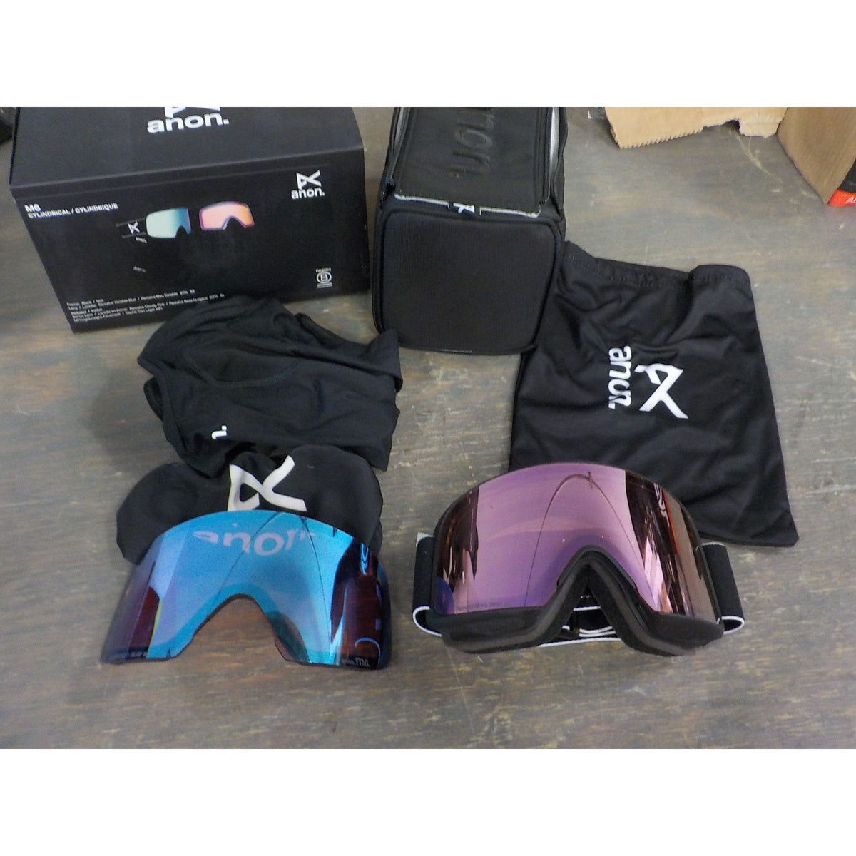 Anon M6 Goggles - Black; Perceive Variable Blue + Perceive Cloudy Pink - Used - Acceptable
