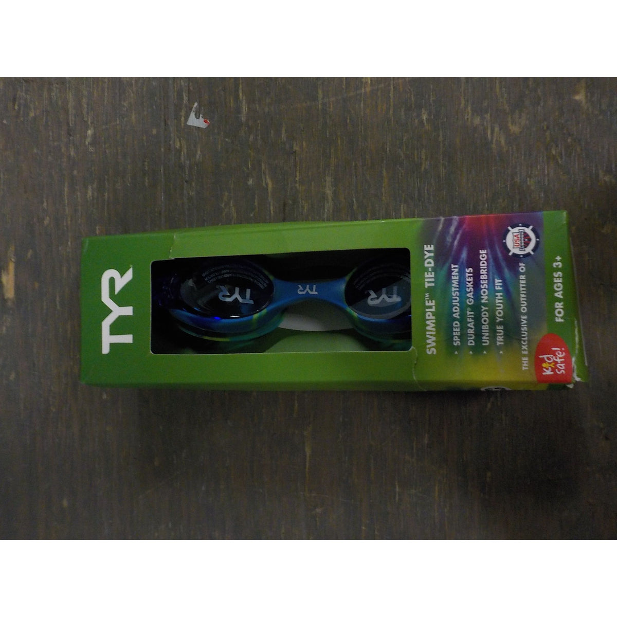 TYR Swimple Tie Dye Kids Goggles - Blue/Green - Used - Acceptable