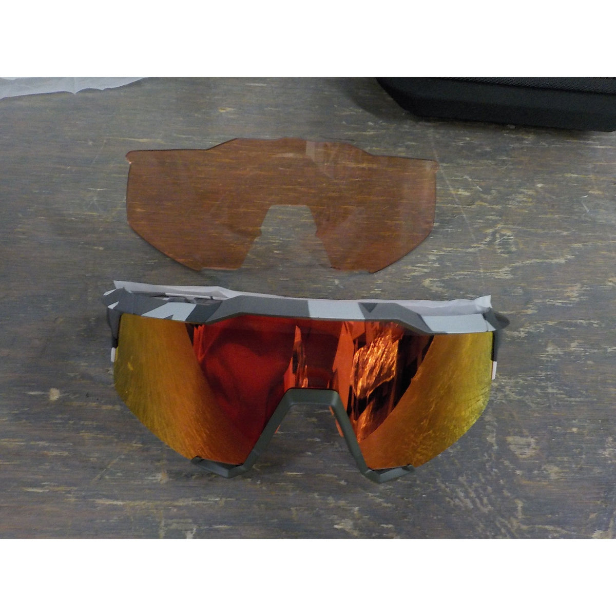 100% Speedcraft Sunglasses - Soft Tact Grey Camo; HiPER Red Multilayer Mirror - Used - Acceptable