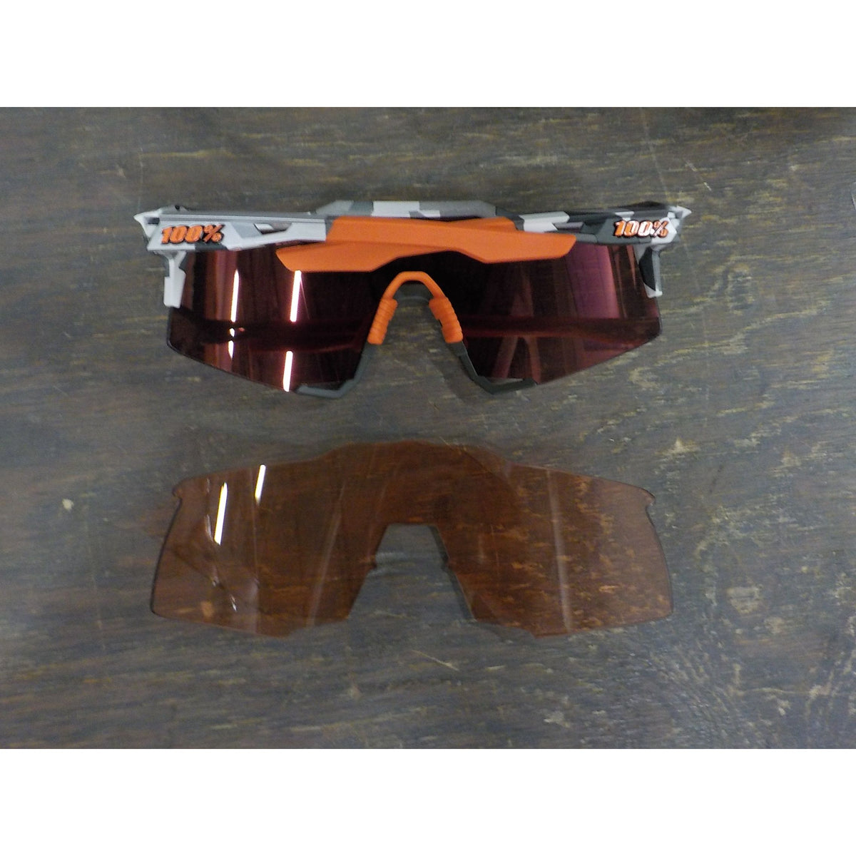 100% Speedcraft Sunglasses - Soft Tact Grey Camo; HiPER Red Multilayer Mirror - Used - Acceptable