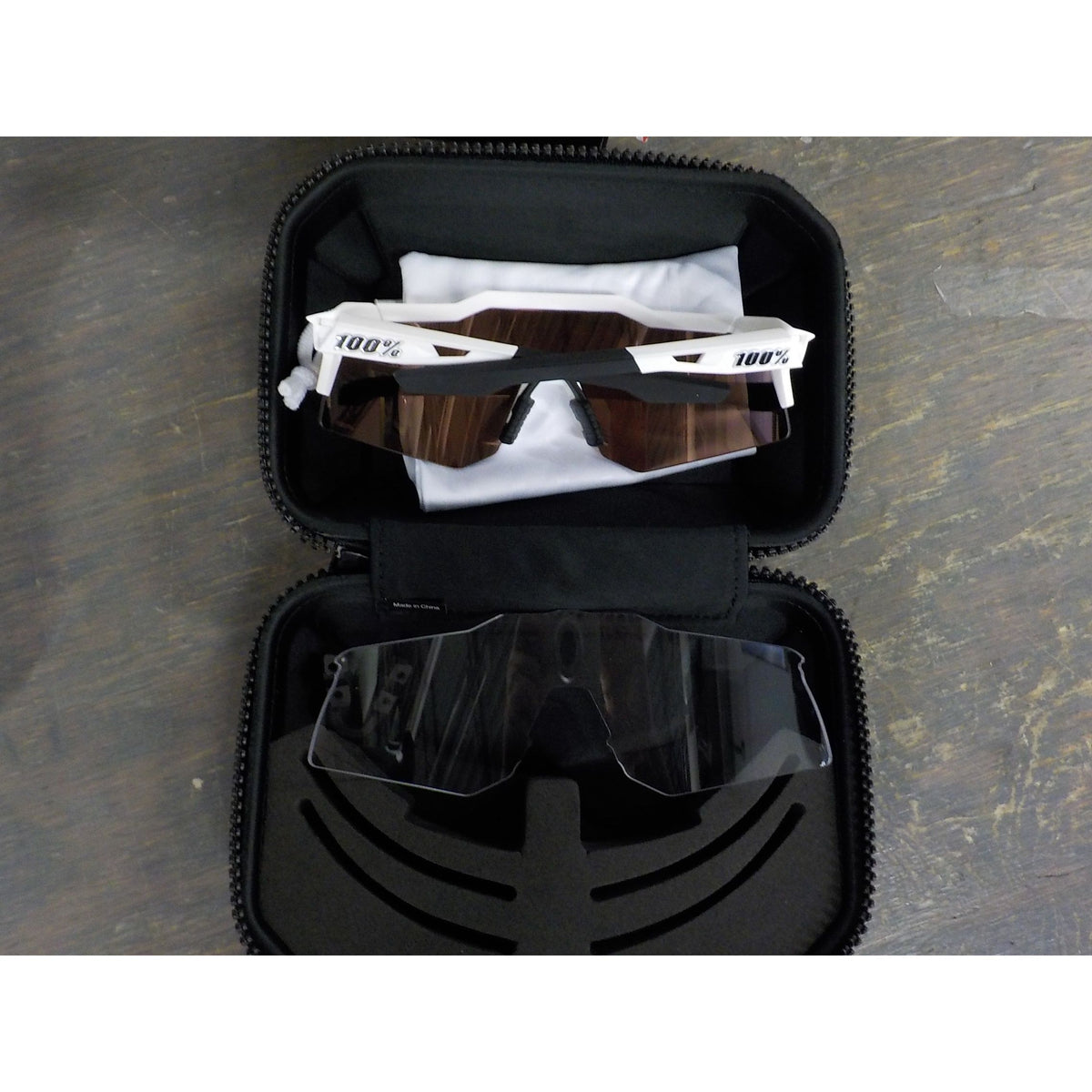 100% Speedcraft XS Sunglasses - Matte White; HiPER Silver Mirror - Used - Acceptable