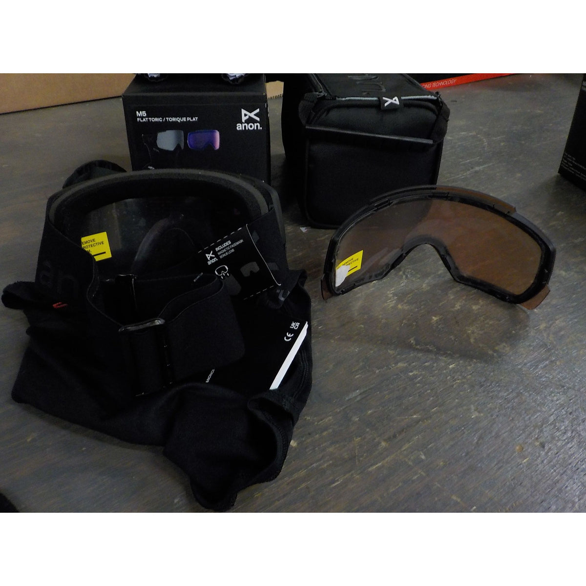Anon M5 Goggles + Bonus Lens + MFI Face Mask - Smoke; Perceive Sunny Onyx + Perceive Variable Violet - Used - Acceptable