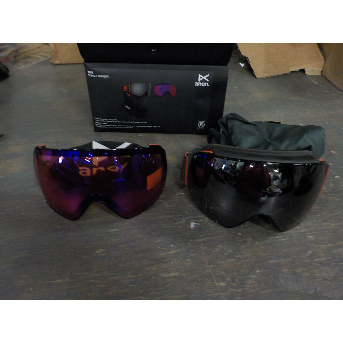 Anon M4 Goggles (Toric) + Bonus Lens + MFI Face Mask - Fiesta Rd; Prcve Sun Onyx + Prcve Vari Violet - Used - Acceptable