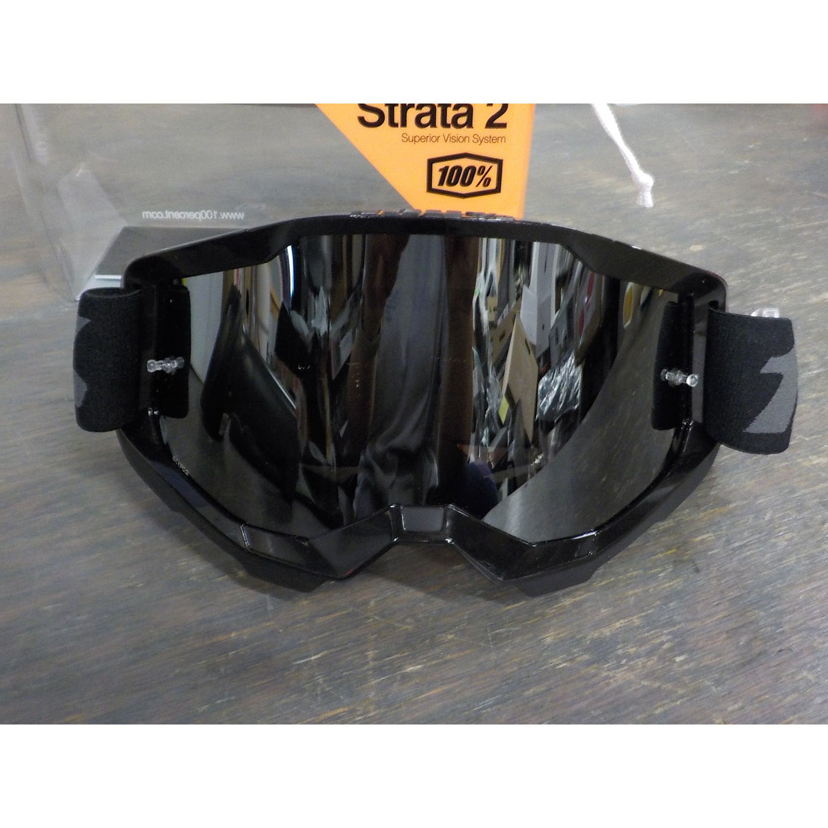 100% Strata 2 Moto/MTB Goggle - Black; Mirror Silver - Used - Acceptable