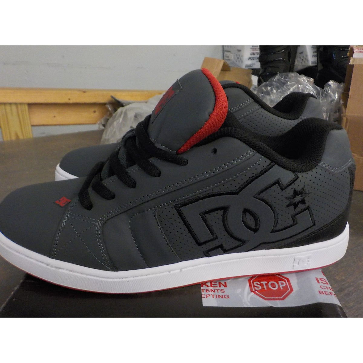 DC Men's Net Shoes - Grey/Black/Red - 12 - Used - Acceptable