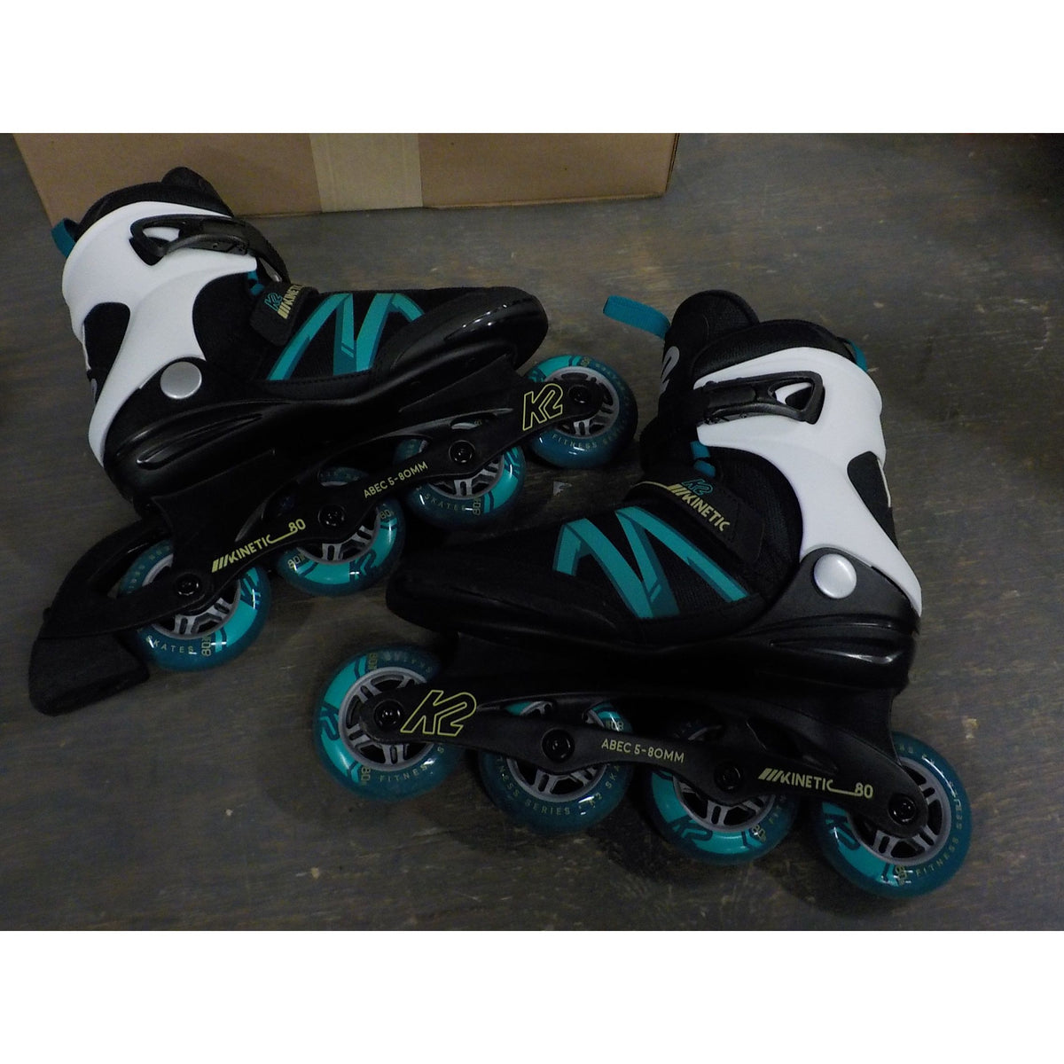 K2 Women's Kinetic 80 Inline Skates - Black/Turquoise - 8.5 - Used - Acceptable