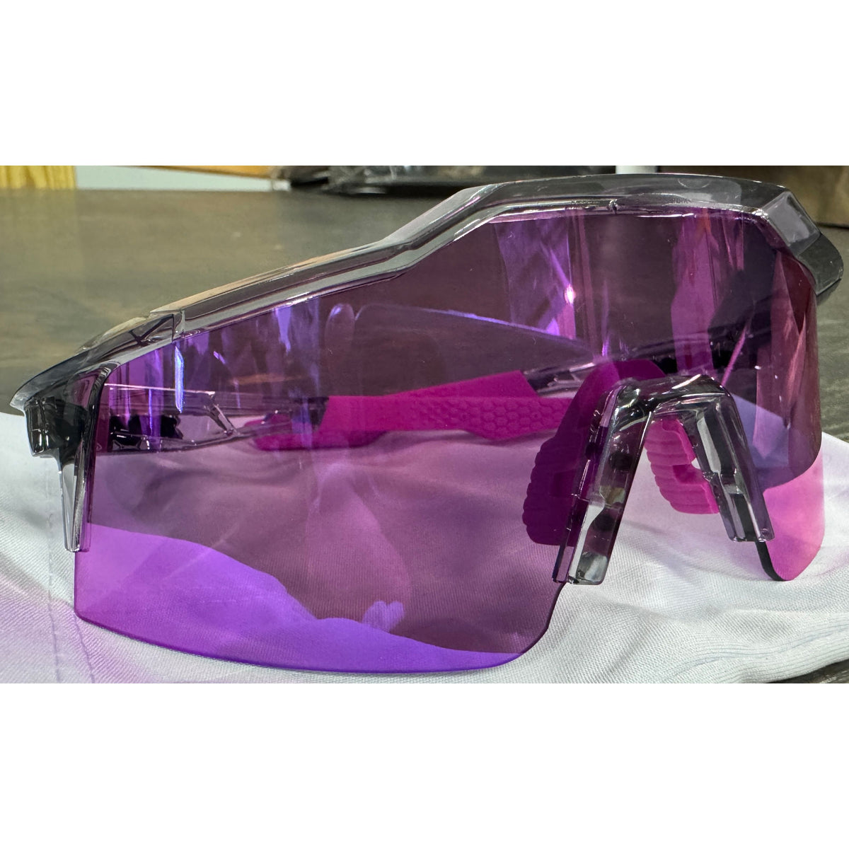 100% Speedcraft SL Sunglasses - Polished Translucent Grey; Purple Multilayer Mirror - Used - Acceptable