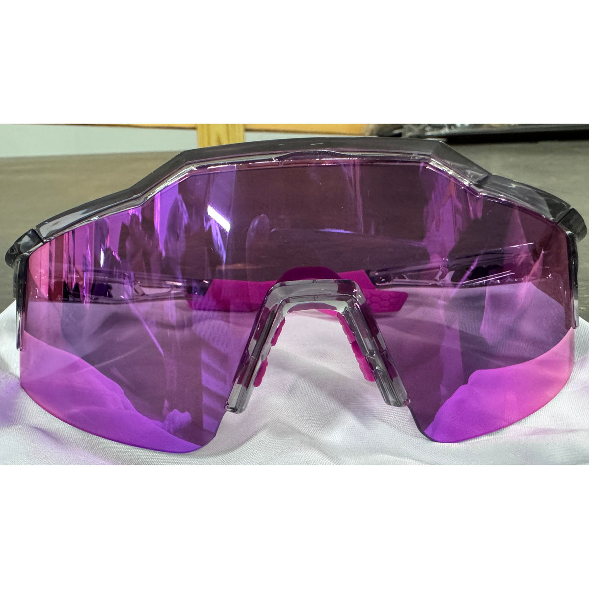 100% Speedcraft SL Sunglasses - Polished Translucent Grey; Purple Multilayer Mirror - Used - Acceptable