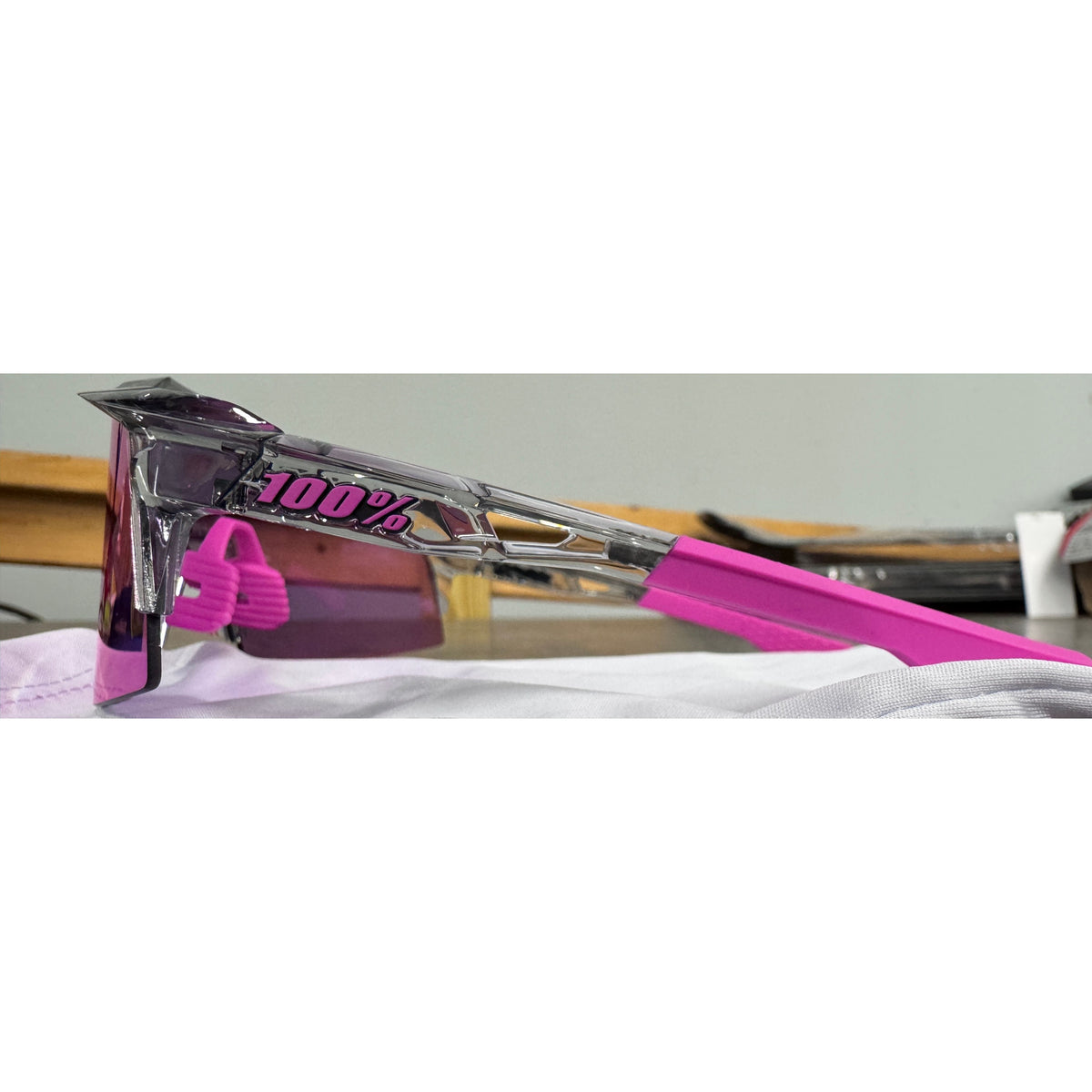 100% Speedcraft SL Sunglasses - Polished Translucent Grey; Purple Multilayer Mirror - Used - Acceptable