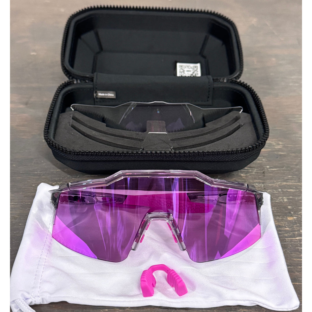 100% Speedcraft SL Sunglasses - Polished Translucent Grey; Purple Multilayer Mirror - Used - Acceptable