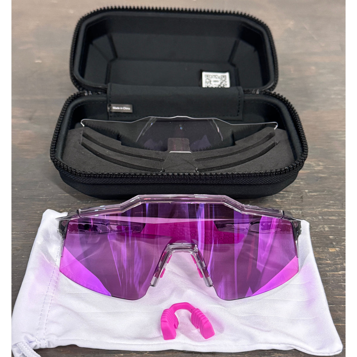 100% Speedcraft SL Sunglasses - Polished Translucent Grey; Purple Multilayer Mirror - Used - Acceptable