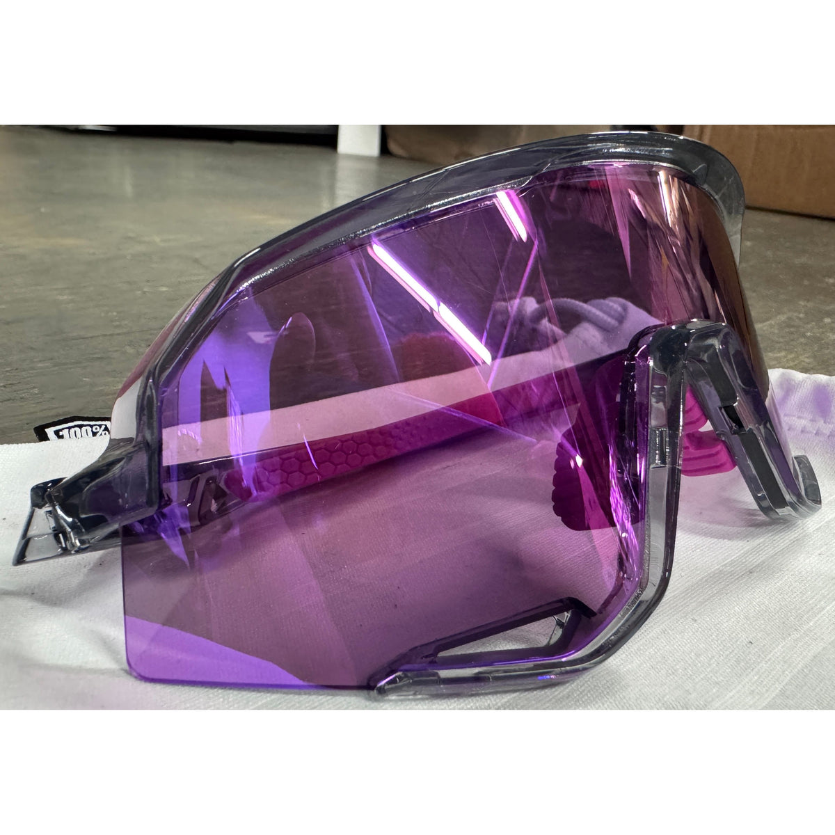 100% Slendale Sunglasses - Polished Translucent Grey; Purple Multilayer Mirror - Used - Acceptable