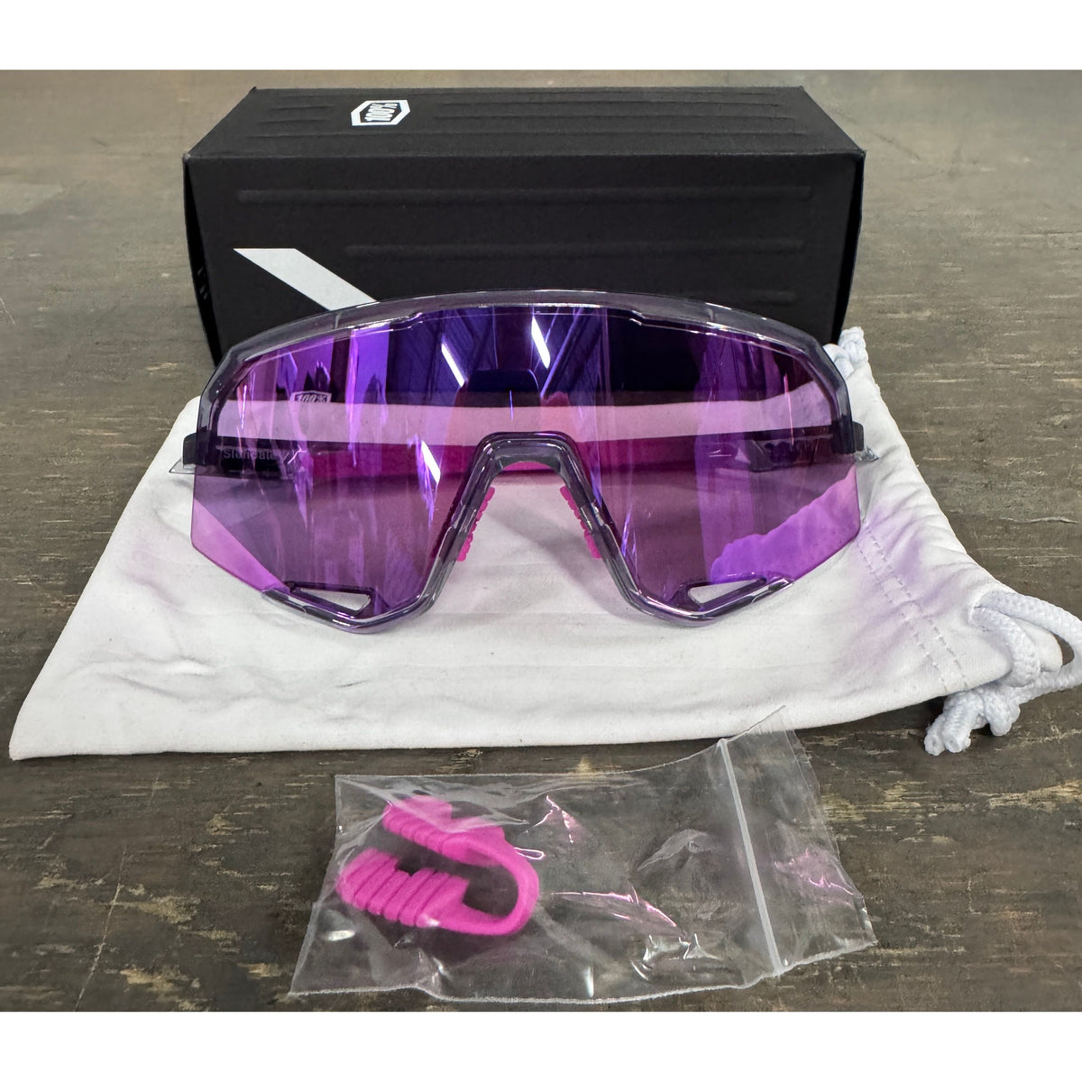 100% Slendale Sunglasses - Polished Translucent Grey; Purple Multilayer Mirror - Used - Acceptable