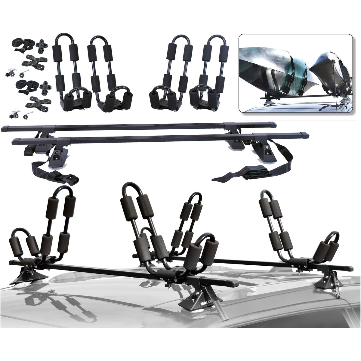 Malone MPG236 58” VersaRail Cross Bar System &amp; J-Rack Carrier(2) Package