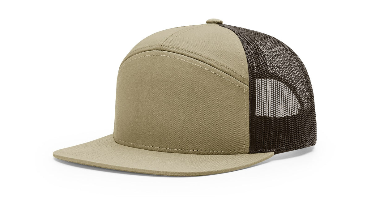 Richardson 7 Panel Trucker Cap - Pale Khaki/Brown