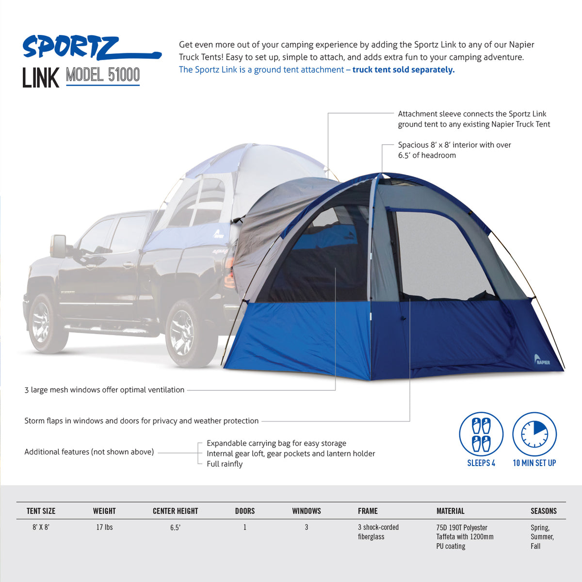 Napier Sportz Link Truck Tent Ground Attachment