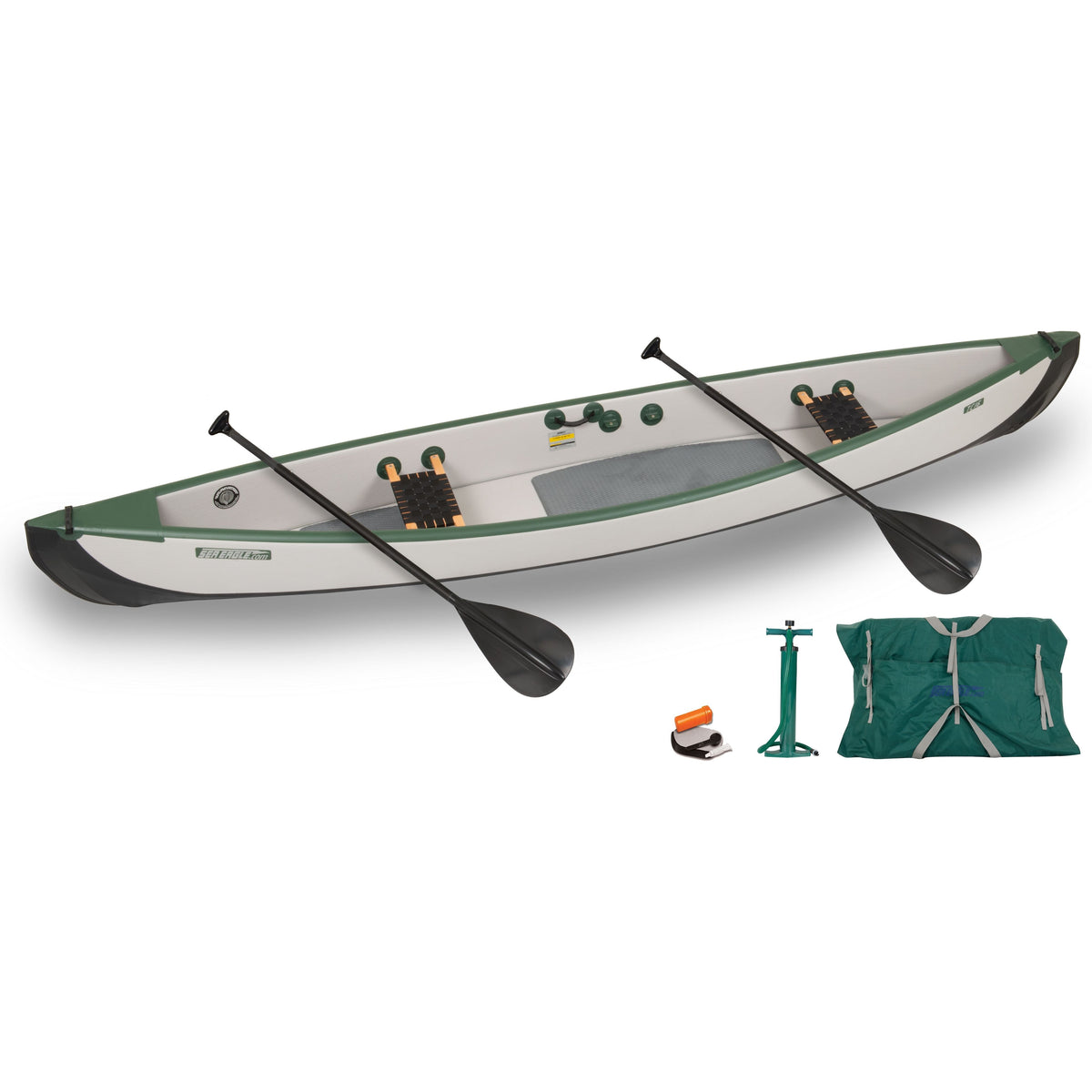 Sea Eagle TC16 Travel Canoe Wood/Web Seats 2 Person Start Up Package