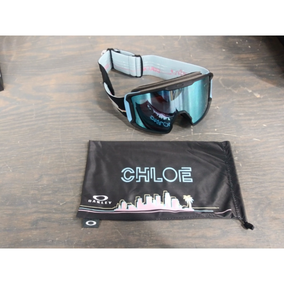 Oakley Line Miner Goggle - Chloe Kim SIG Neon Destinations; Prizm Sapphire Iridium - Used - Acceptable